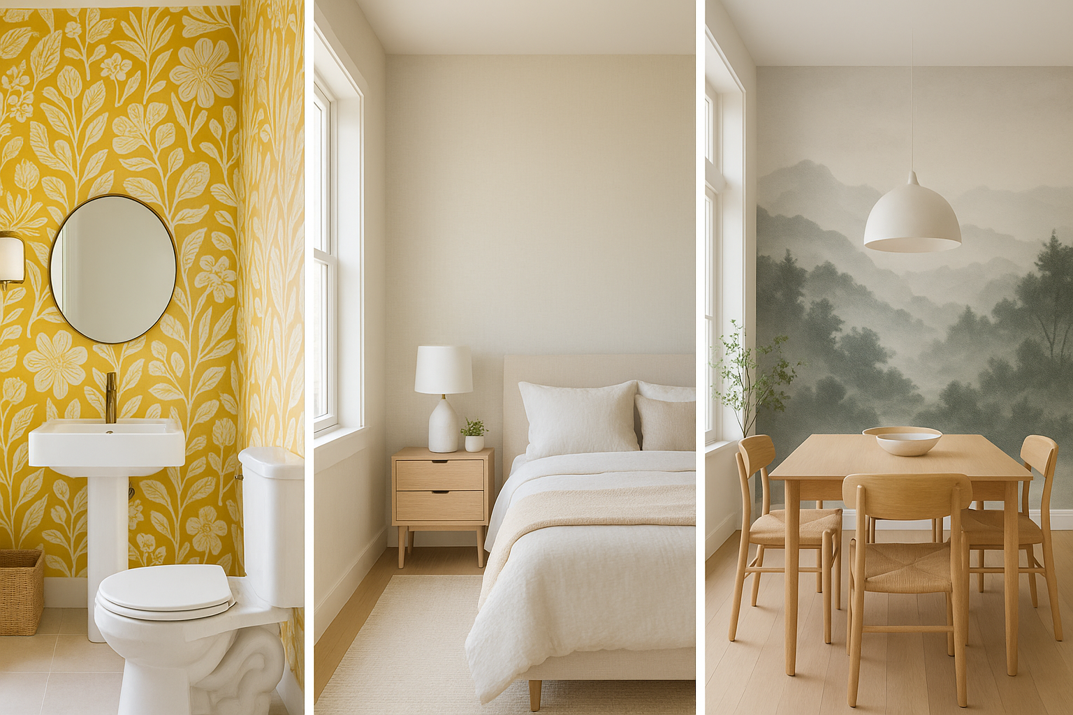 How to Choose the Right Wallpaper for a Powder Room, Bedroom, or Dining Room